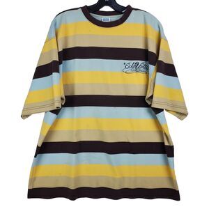 Vintage ECKO UNLTD Shirt Mens Medium Multicolor Striped Spell Out Streetwear Y2K